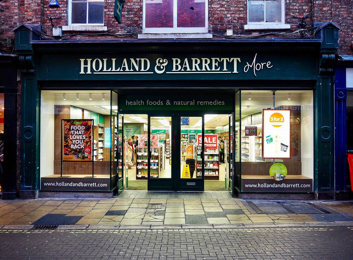 A Holland & Barrett shopfront on Coney Street in York