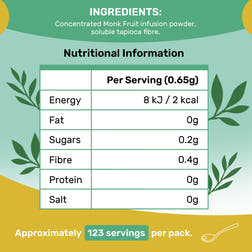 Monk Fruit Natural Sweetener Powder, 80g