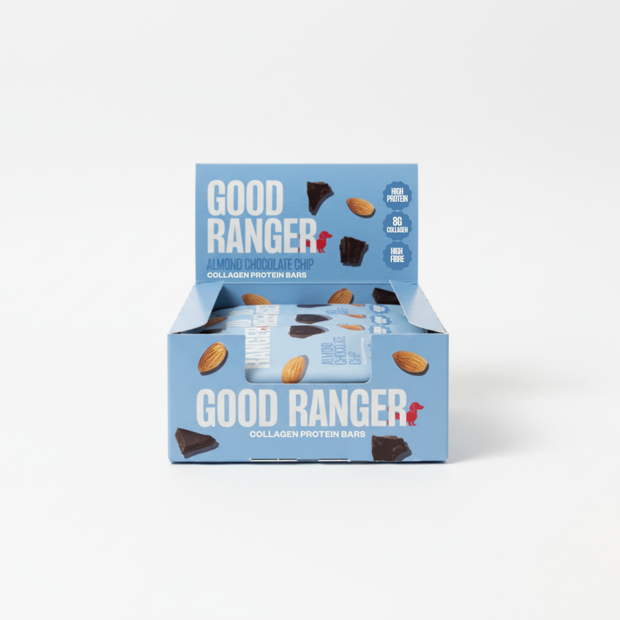 Good Ranger almond chocolate chip high protein collagen bar